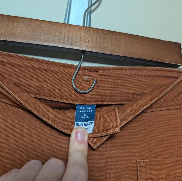 Old Navy 12 Tall High Rise Wide Leg Rust Pants Stretch - Picture 4 of 7